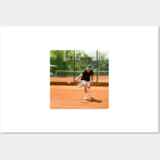 Active senior man playing tennis (F024/8848) Posters and Art